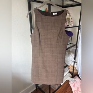 Aritzia Brown Plaid Midi Sheath Dress